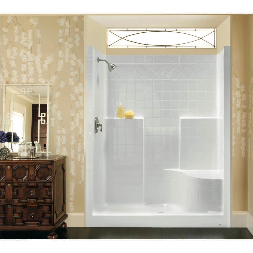 Everyday Diagonal Tile AFR 48 in. x 36 in. x 76 in. 1-Piece Shower Stall wi