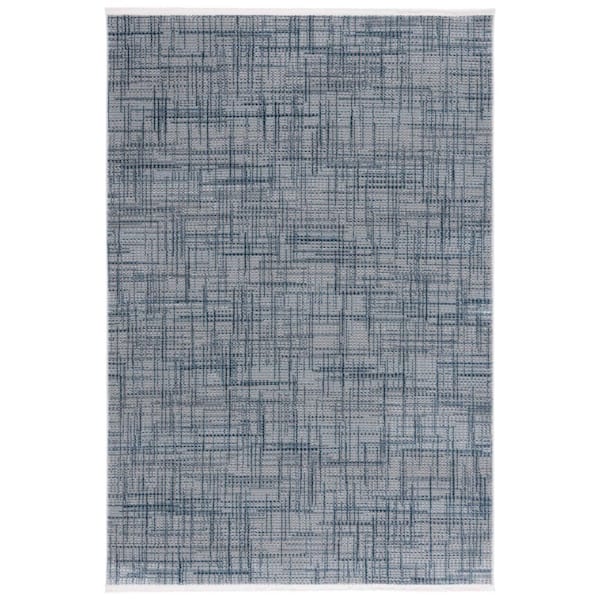 Mila 8 ft. x 10 ft. Blue/Gray Abstract Lattice Area Rug