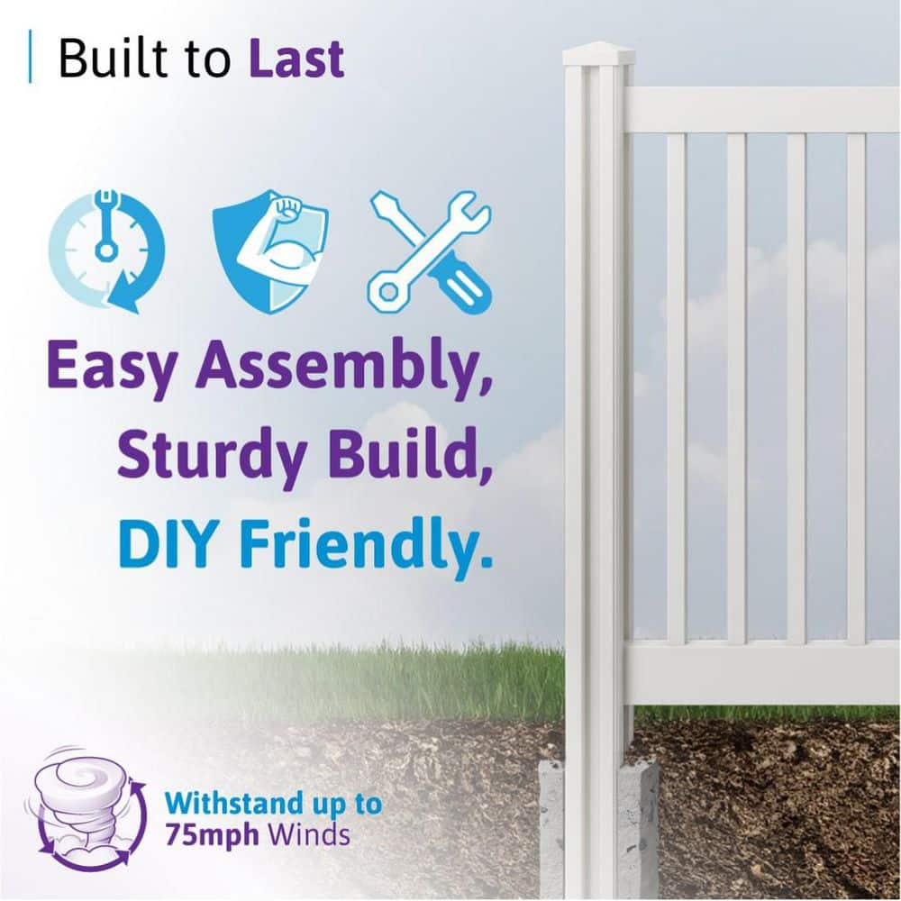 Traditional 4-ft White Vinyl Picket Fence Gate with Black Hardware