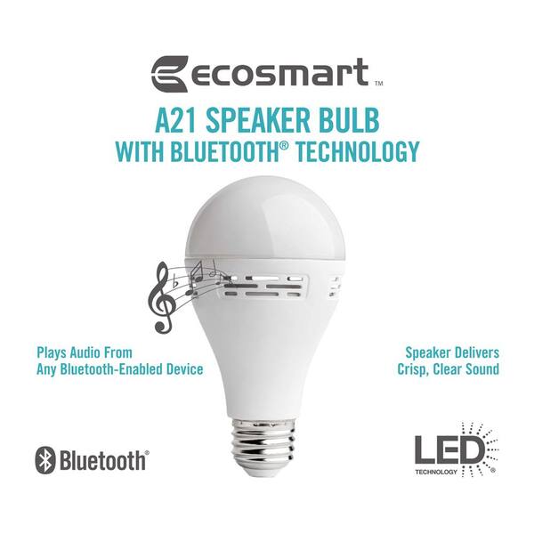 Ecosmart Wireless Bluetooth Speaker LED Bulb 6W Soft White 40W Equivalent 