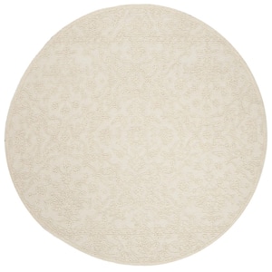 Martha Stewart Ivory 6 ft. x 6 ft. Floral High-Low Round Area Rug
