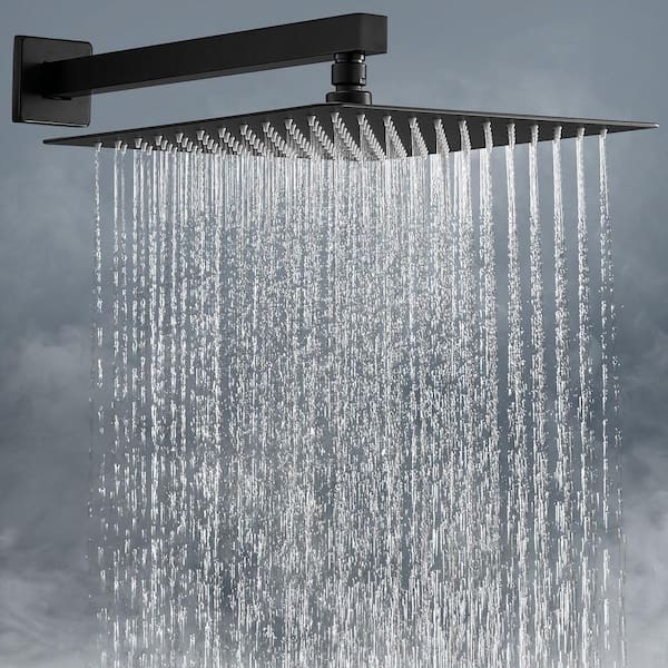 Rainfull Single-Handle 1-Spray Square Shower Faucet in Matte Black Valve Included