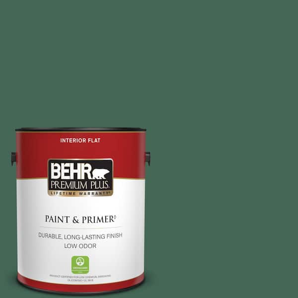 BEHR PREMIUM PLUS 1 gal. #M420-7 Billiard Green Flat Low Odor Interior Paint & Primer