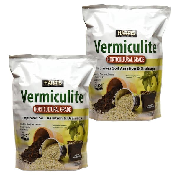 Harris 8 Qt. Premium Horticultural Vermiculite for Indoor Plants and Gardening (2-Pack)