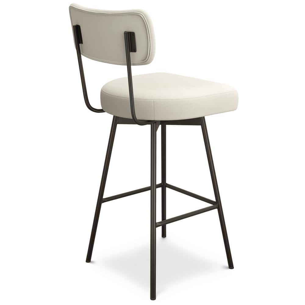 Natural Linen and Metal Swivel Bar Stool Set