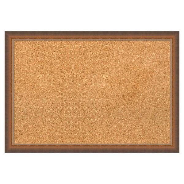 Amanti Art 2-Tone Bronze Copper Wood Framed Natural Corkboard 26 in. x ...