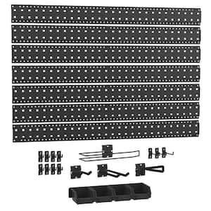ProGarage Black Metal 21.6 in. H x 42 in. W Slatwall Panel System with Accessories (27 Piece)