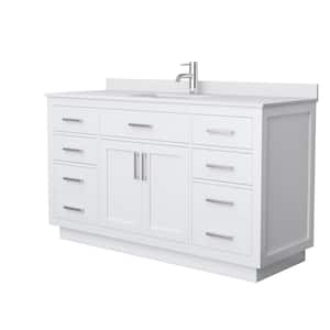 Beckett TK 60 in. W x 22 in. D x 35 in. H Single Bath Vanity in White with White Cultured Marble Top