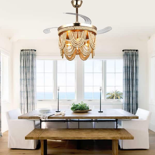 Pierce 42in.Indoor Gold Boho Ceiling Fan with Lights, 6-Speed Quiet Reversible Ceiling Fan wih Remote, Downrod Included