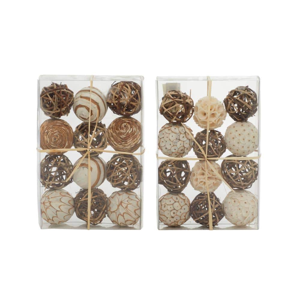 Brown and White Dried Plant Orbs Vase Filler Set
