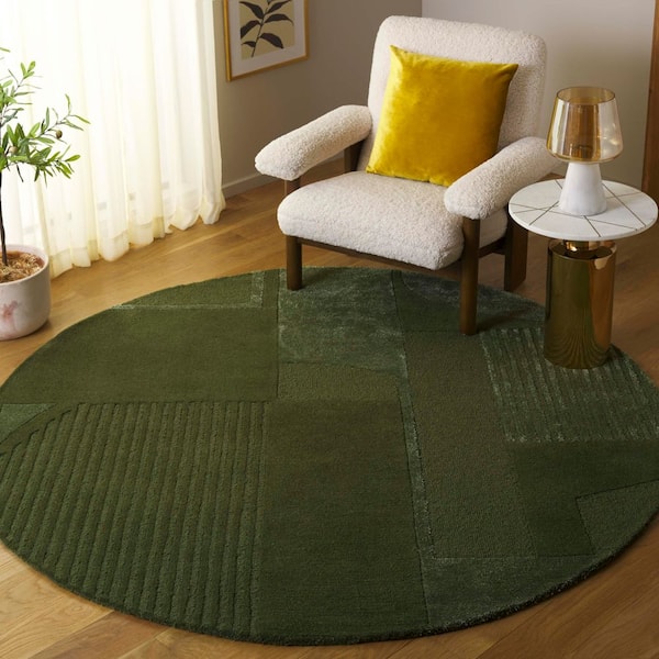 Fifth Avenue 4 ft. x 4 ft. Round Green Contemporary Geometric Area Rug