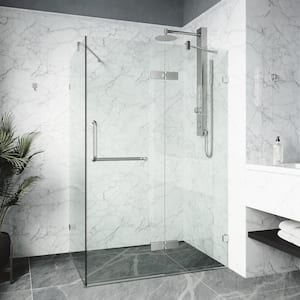 Monteray 30 in. L x 46 in. W x 73 in. H Frameless Pivot Rectangle Shower Enclosure in Brushed Nickel with Clear Glass