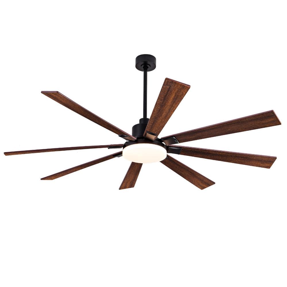72 in. Indoor LED Black Walnut Modern Industrial Downrod Ceiling Fan with Reversible DC Motor price history on PriceWatchPro