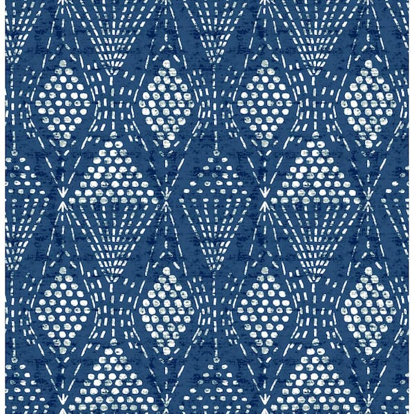 A-Street Prints Grady Blue Dotted Geometric Wallpaper Sample
