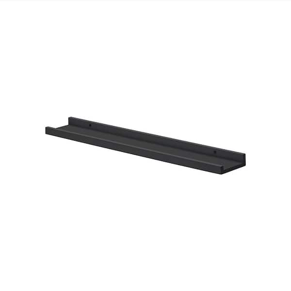 Dolle BORDER 23.6 in. x 3.5 in. x 1.2 in. Black MDF Decorative Wall Shelf with Brackets