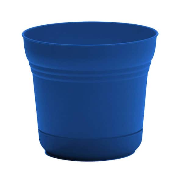 Bloem 5 in. Classic Blue Saturn Plastic Planter with Saucer