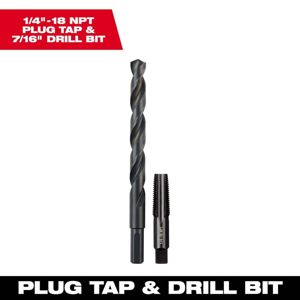 Milwaukee 1/4 in. 18 NPT Straight Flute Plug Tap and 7/16 in. Drill