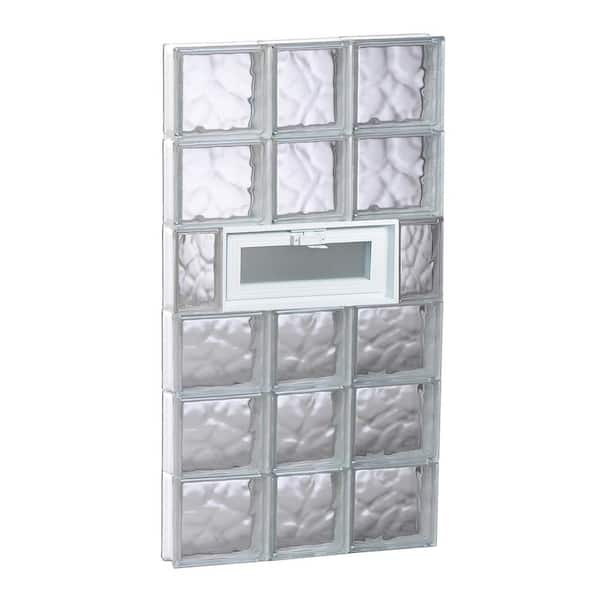 Clearly Secure 21.25 in. x 46.5 in. x 3.125 in. Frameless Wave Pattern Vented Glass Block Window