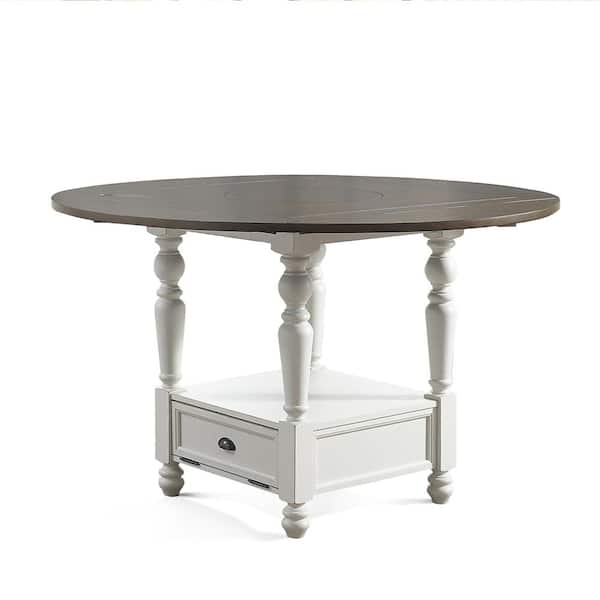 Steve Silver Joanna Ivory and Dark Oak Round Counter Height Table