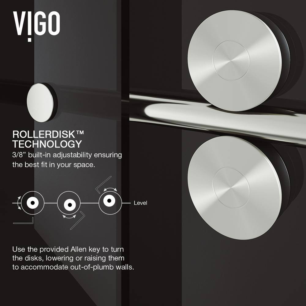 Elan 56-60" Frameless Sliding Shower Door with Black Tinted Glass