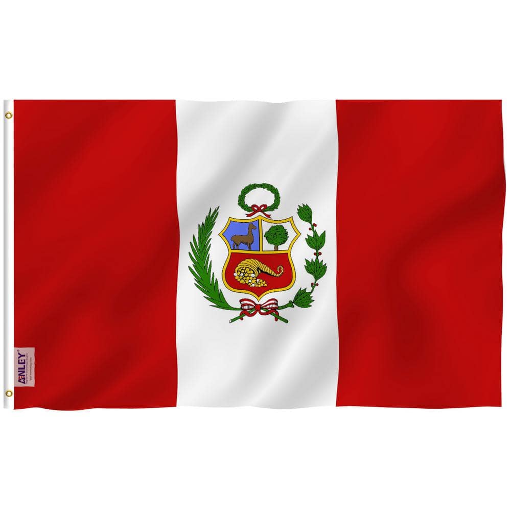 Fly Breeze 3 ft. x 5 ft. Polyester Peru Flag 2-Sided Flags Banner with Bras