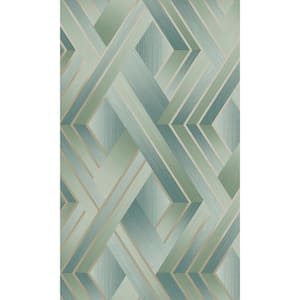 Duck Egg Soft Vignette Geometric Stripes Wallpaper Non-Woven Material Non-Pasted Covered 57 sq. ft. Double Roll