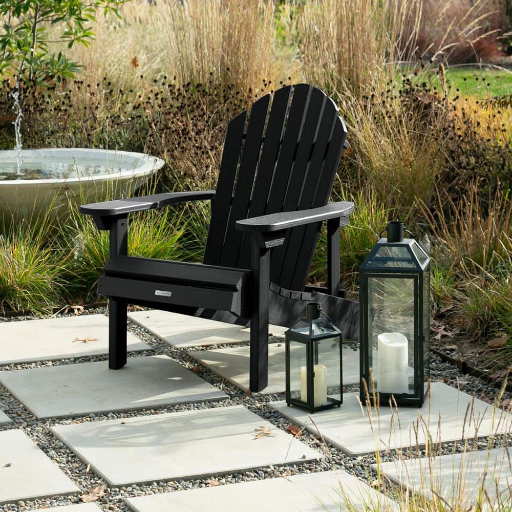 Highwood Hamilton Black Folding and Reclining Plastic Adirondack