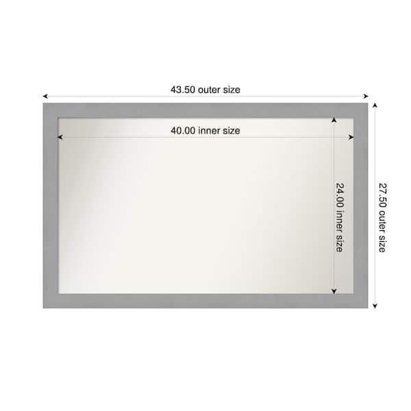 Amanti Art Brushed Nickel 43.5 in. x 27.5 in. Custom Non-Beveled Recycled Polystyrene Framed Bathroom Vanity Wall Mirror