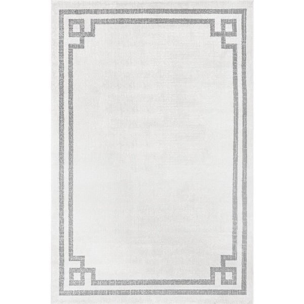 nuLOOM Imani Border Gray 6 ft. 7 in. x 9 ft. Area Rug