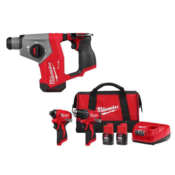 M12 FUEL 12V Lithium-Ion Brushless Cordless 5/8 in. SDS-Plus Rotary Hammer Drill, &Drill Impact Driver Kit