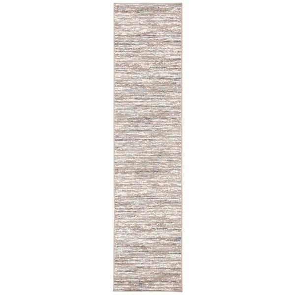 Pyramid 2 ft. x 8 ft. Gray/Ivory Striped Marle Runner Rug