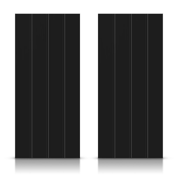 CALHOME 48 in. x 80 in. Hollow Core Black Painted Composite MDF Interior Double Closet Sliding Doors