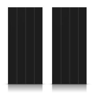 84 in. x 96 in. Hollow Core Black Stained Composite MDF Interior Double Closet Sliding Doors