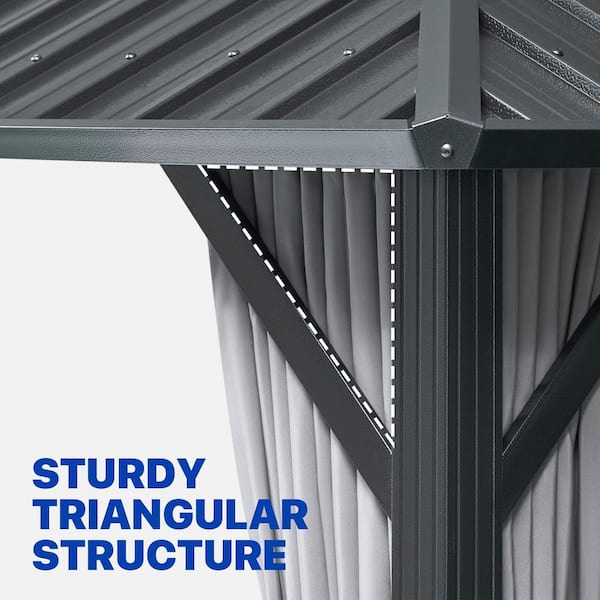 Sizzim 10 ft. x 12 ft. Outdoor Dual-Layer Galvanized Steel Gazebo
