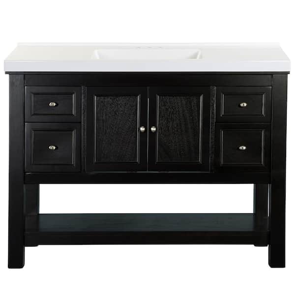 Home Decorators Collection Gazette 49 in. Single Sink Espresso  Bath Vanity with White Cultured Marble Top (Assembled)