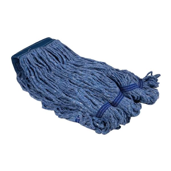 Medium 20 oz. Blue Blended Looped String Mop, 5 in. Headband (2-Pack)