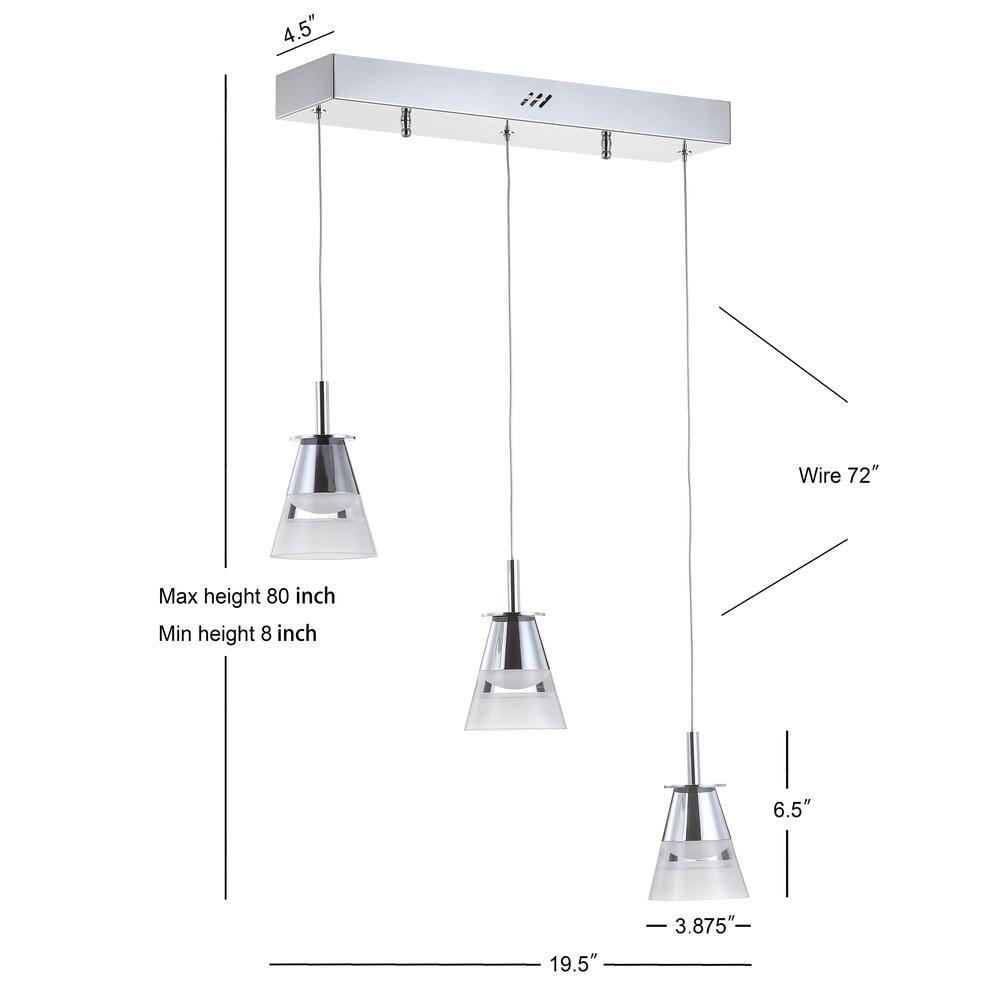 Alain 19.5" Chrome Glass LED Pendant Light