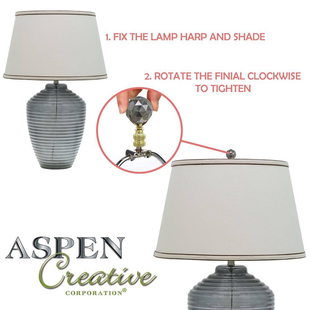 Clear Faceted Crystal Round Lamp Finial with Brushed Nickel Base