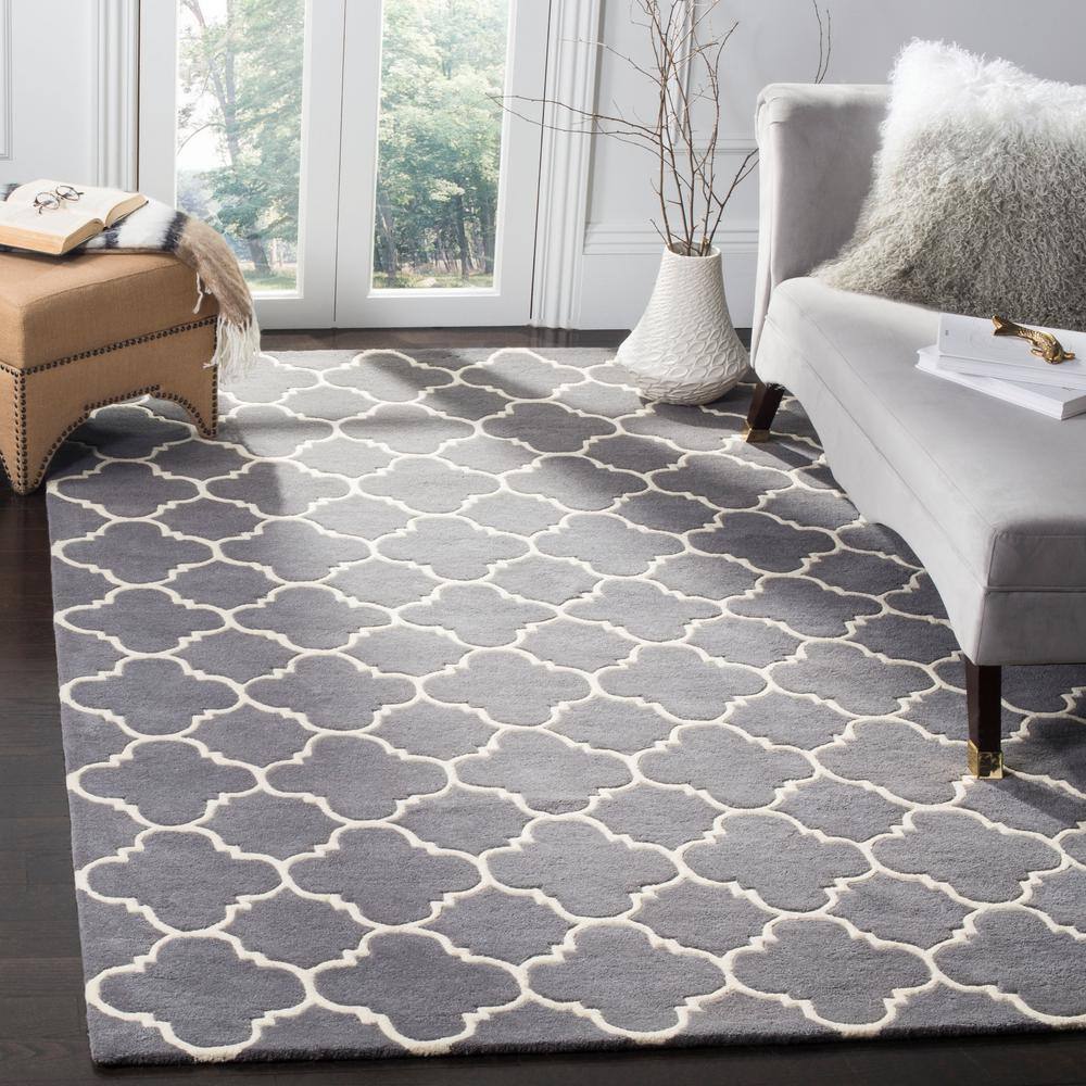 Chatham Dark Grey and Ivory Hand-Tufted Wool Area Rug