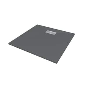 42 in. L x 42 in. W x 1.125 in. H Solid Composite Stone Shower Pan Base with Center Back Drain in Graphite Sand