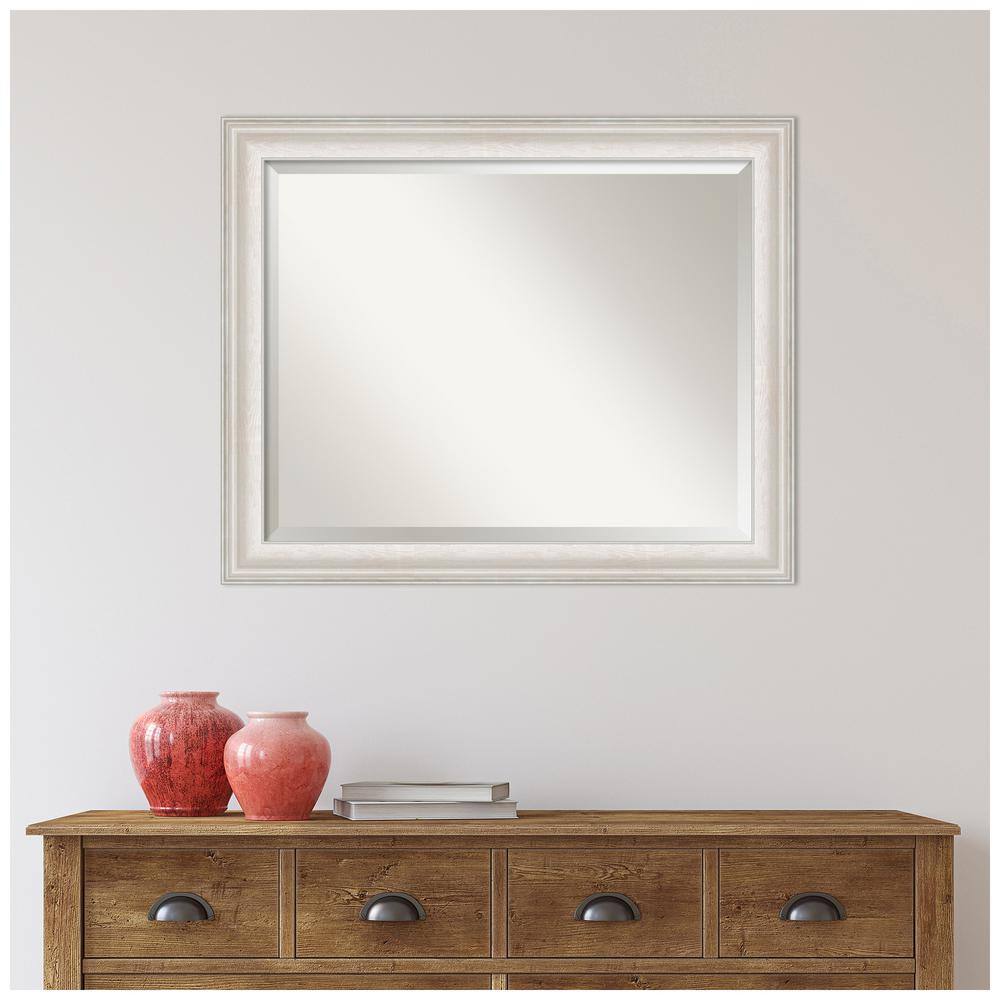Trio White Wash Silver Rectangular Wall Mirror