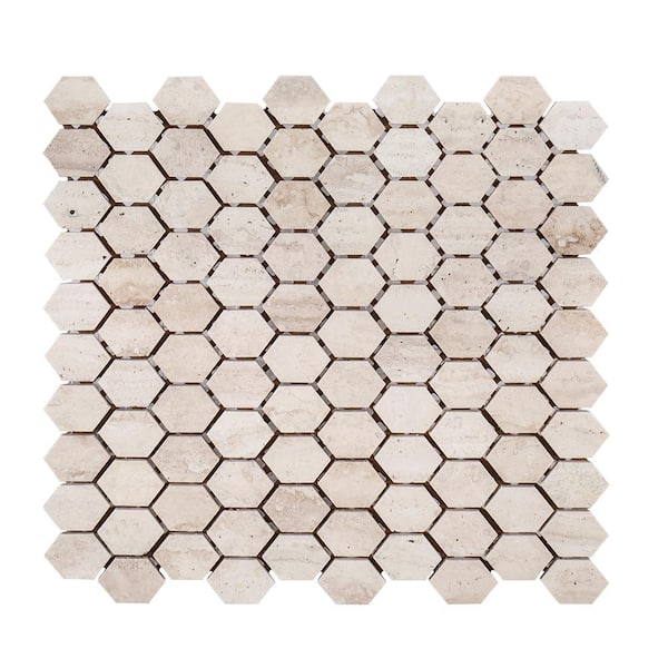 Travertine Constellation Beige 10.875 in. x 11.75 in. Hexagon Honed Travertine Wall/Floor Mosaic Tile (8.87 sq.ft./Case)
