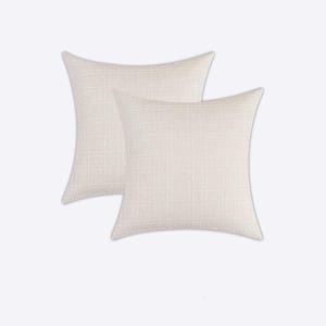 24 in. x 24 in. Beige Outdoor Waterproof Pillow Covers Throw Pillow (Pack of 2)