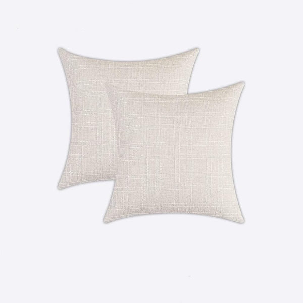 Unbranded 24 in. x 24 in. Beige Outdoor Waterproof Pillow Covers Throw Pillow (Pack of 2)