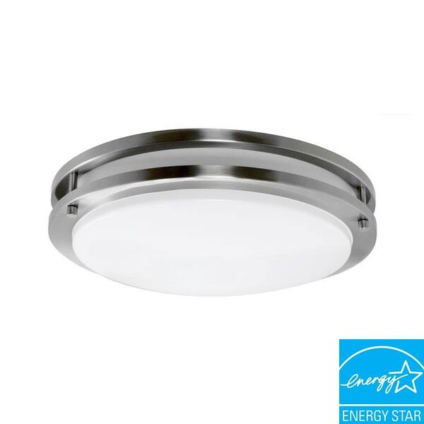 Efficient Lighting Contemporary Round Flush Mount in Brushed Nickel Finish with Bulbs-DISCONTINUED