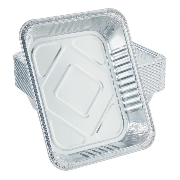 9 x 13 Aluminum Foil Pans Silver Aluminum Oven Safe Disposable Baking Pan Half Size Deep Steam Table 10 Pack