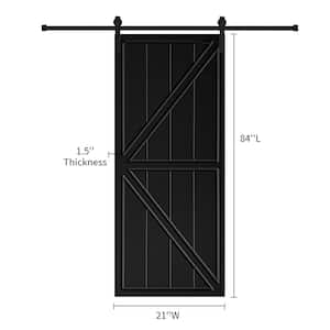 AIOPOP HOME Modern Z Frame 21 in. x 84 in. MDF Black Barn Sliding