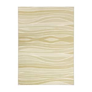 Waves Natural 5 ft. x 7 ft. Lines Washable Area Rug