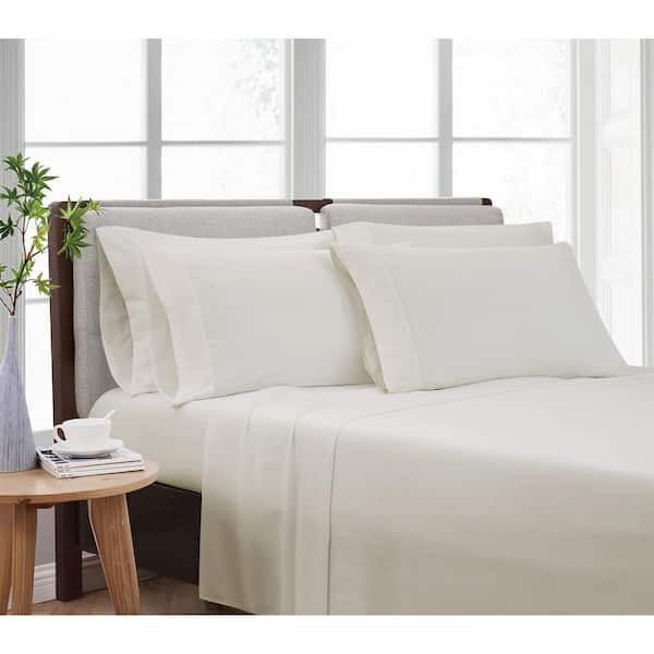 CANNON Solid Ivory Twin XL 4 Piece Sheet Set