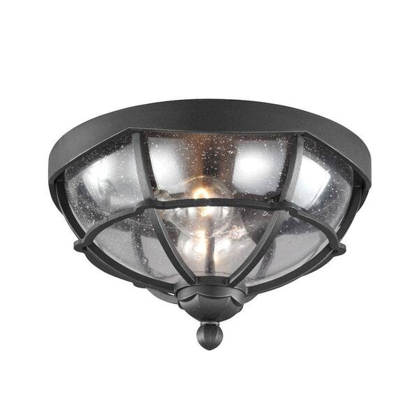 Generation Lighting River North Collection 1-Light Textured Black Outdoor Flushmount